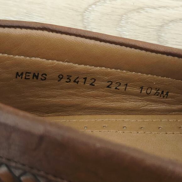 Brass Boot Walking Gloves Horse Bit Woven Leather Loafer Mens Shoes Size 10.5M